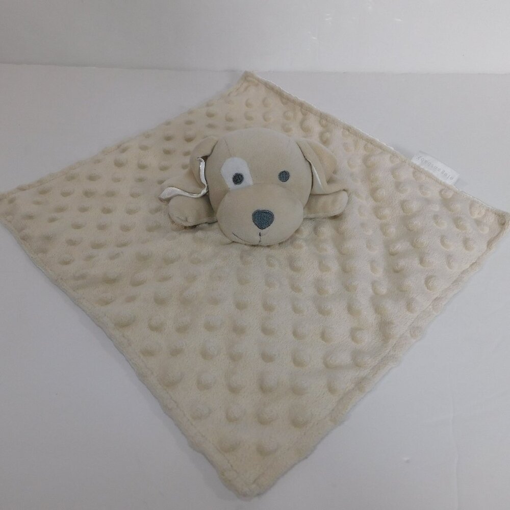 Elegant Baby Tan Puppy Dog Dots eye Patch Plush Security Blanket Baby Lovey